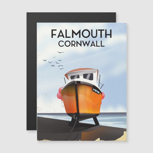 Falmouth Cornwall Reiseposter für Fischereifahrzeu Magnetkarte (Vorne/Hinten)