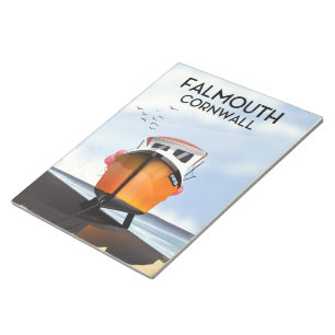 Falmouth Cornwall Reiseposter für Fischereifahrzeu Notizblock
