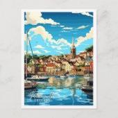 Falmouth England Vintage Illustration Postkarte (Vorderseite)