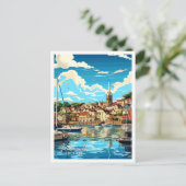 Falmouth England Vintage Illustration Postkarte (Stehend Vorderseite)