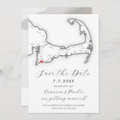 Falmouth MA Cape Cod Map Schwarz-Weiß-Hochzeit Save The Date (Vorne/Hinten)