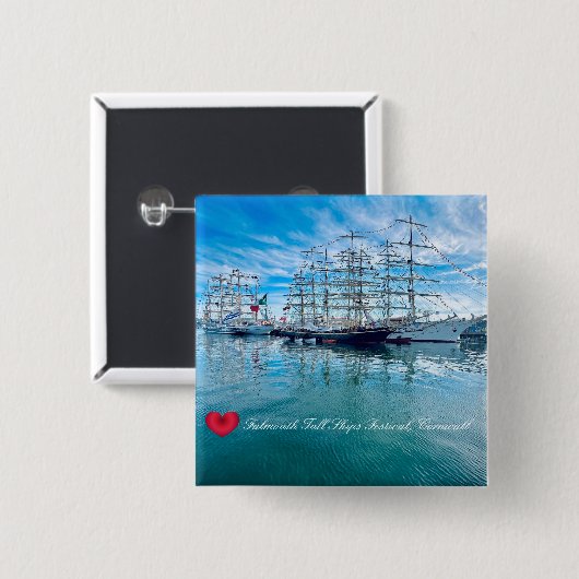 FALMOUTH TALL SHIPS FESTIVAL Cornwall Foto Button (Vorne & Hinten)