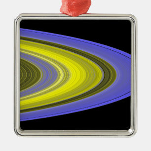 Falsch-Farbebild von Saturns Ringen Silbernes Ornament
