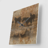 Falsch Stone Textured Horses Clock Quadratische Wanduhr (Winkel)