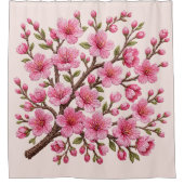 Falsche 3D-bestickte Sakura-Zweig-Illustration Duschvorhang (Vorderseite)