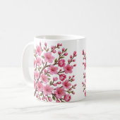 Falsche 3D-bestickte Sakura-Zweig-Illustration Kaffeetasse (Vorderseite Links)
