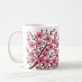 Falsche 3D-bestickte Sakura-Zweig-Illustration Kaffeetasse (Links)
