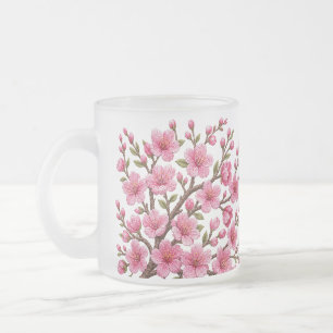 Falsche 3D-bestickte Sakura-Zweig-Illustration Mattglastasse