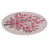 Falsche 3D-bestickte Sakura-Zweig-Illustration Schneidebrett (Ecke)