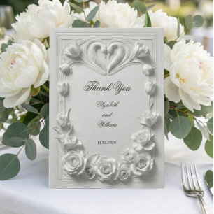 Falsche 3D Gips-Schwäne Herz-Relief Dankeskarte