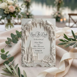 Falsche 3D-Prägung Relief-Creme Barock-Kathedrale Save The Date