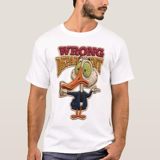 Falsche Abteilung Lustiger Vogel Stickpatch Gesche T-Shirt (Vorderseite)