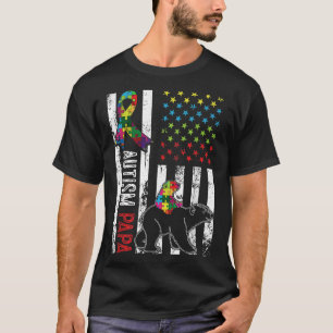 Falsche amerikanische Fahnen Autismus Papa Bear Aw T-Shirt