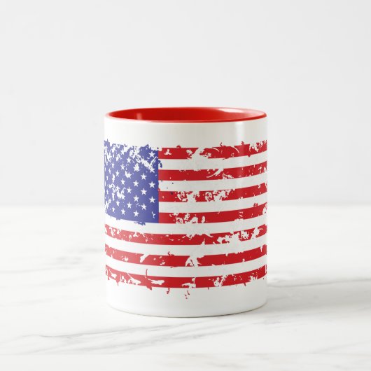 Falsche amerikanische Flagge Zweifarbige Tasse (Mittel)