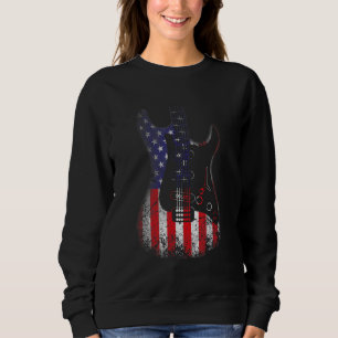 Falsche amerikanische US-Flaggengitarre Retro Guit Sweatshirt