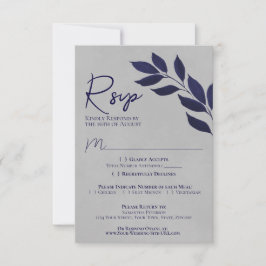 Falsche Blätter Hochzeit von Navy Blue & Gray Wate RSVP Karte