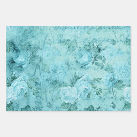 Falsche Blue-Rose-Collage Geschenkpapier Set (Vorderseite 2)