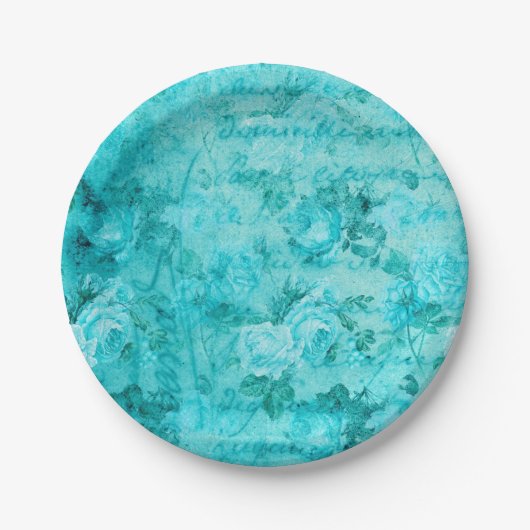 Falsche Blue-Rose-Collage Pappteller (Vorderseite)