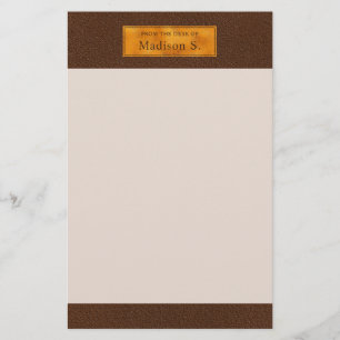 Falsche Braunledertextur mit Goldfolienbanner Briefpapier