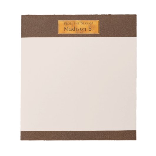 Falsche Braunledertextur mit Goldfolienbanner Notizblock (Vorderseite)