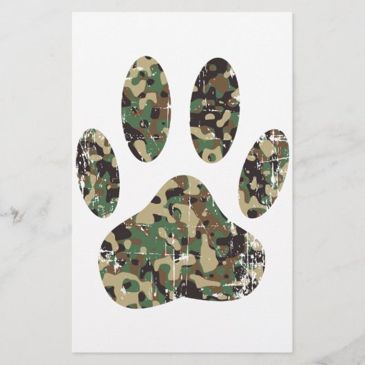 Falsche Camouflage Dog Paw Print Briefpapier (Vorderseite)