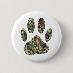 Falsche Camouflage Dog Paw Print Button