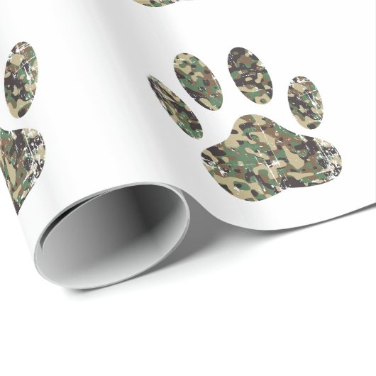 Falsche Camouflage Dog Paw Print Geschenkpapier (Rolleneckpunkt)