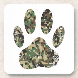 Falsche Camouflage Dog Paw Print Getränkeuntersetzer