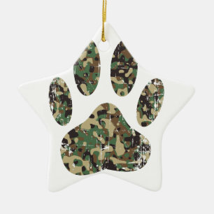 Falsche Camouflage Dog Paw Print Keramikornament