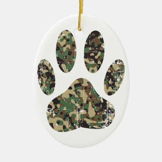 Falsche Camouflage Dog Paw Print Keramikornament (Vorne)