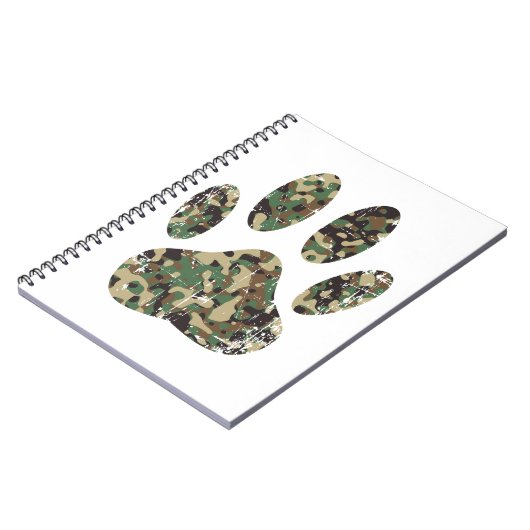 Falsche Camouflage Dog Paw Print Notizblock (Linke Seite)