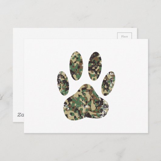 Falsche Camouflage Dog Paw Print Postkarte (Vorne/Hinten)