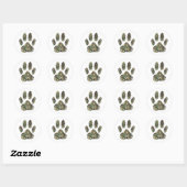 Falsche Camouflage Dog Paw Print Runder Aufkleber (Blatt)