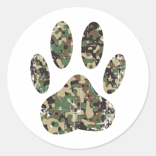 Falsche Camouflage Dog Paw Print Runder Aufkleber (Vorderseite)
