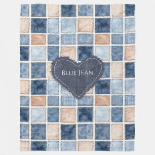 Falsche Creme Denim Blau Jean Herz Fleecedecke