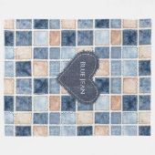 Falsche Creme Denim Blau Jean Herz Fleecedecke (Vorderseite (Horizontal))