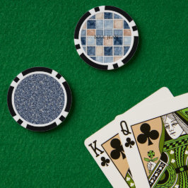 Falsche Creme-Denim-Blau-Jeans-Glitter Pokerchips