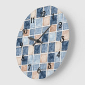 Falsche Creme-Denim-Blaujeans Große Wanduhr (Winkel)