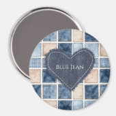 Falsche Creme-Denim-Blaujeans-Herz Magnet (Vorderseite/Rückseite)