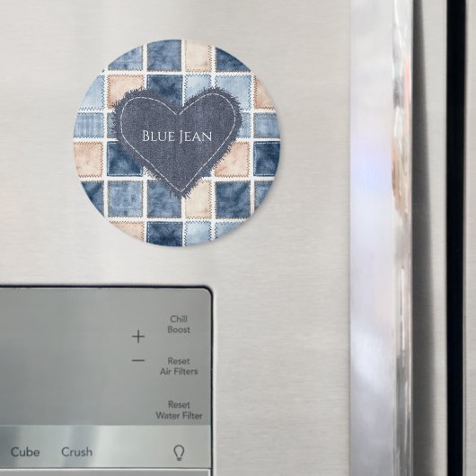Falsche Creme-Denim-Blaujeans-Herz Magnet (In Situ (Kühlschrank))