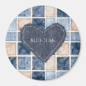 Falsche Creme-Denim-Blaujeans-Herz Magnet (Vorne)