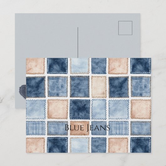 Falsche Creme-Denim-Blaujeans Postkarte (Vorne/Hinten)