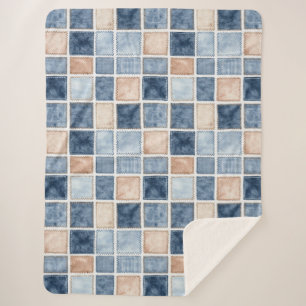 Falsche Creme-Denim-Blaujeans Sherpadecke