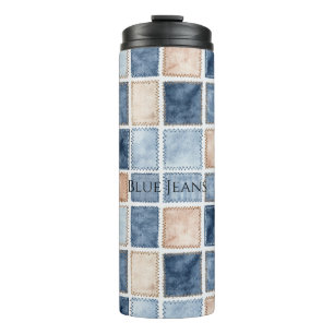 Falsche Creme-Denim-Blue Jeans Thermosbecher