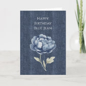 Falsche Denim-Blue-Jean-Blume Karte (Vorderseite)