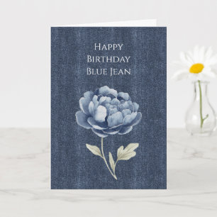 Falsche Denim-Blue-Jean-Blume Karte