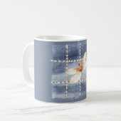 Falsche Denim Blue Jeans Kaffee Creme Libelle Kaffeetasse (Vorderseite Links)