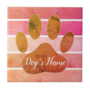 Falsche Dog-Paw-Druck mit Individuelle Name Fliese