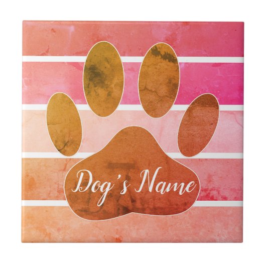 Falsche Dog-Paw-Druck mit Individuelle Name Fliese (Vorderseite)