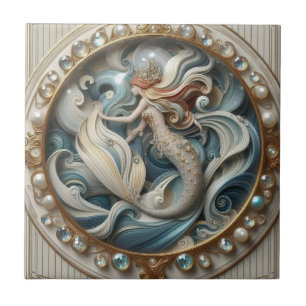 Falsche Edelsteine Meerjungfrau Art Nouveau 3D-E Fliese